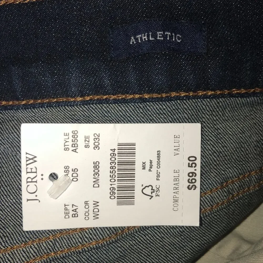 NWT J. Crew Flex Athletic blue jeans 30X32